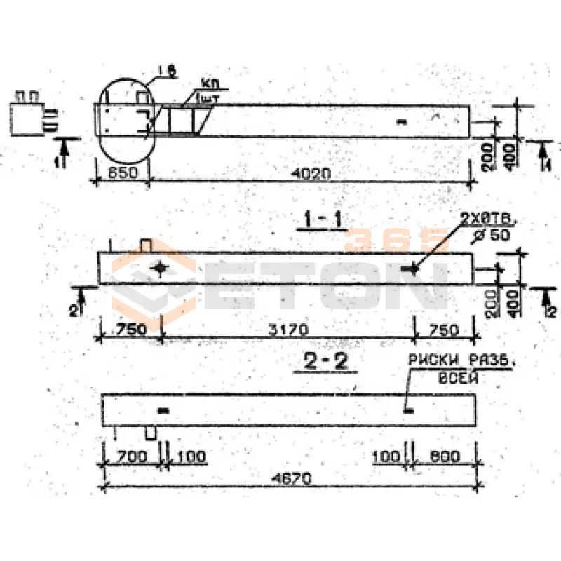 Колонны сечением 400х400 мм для зданий с высотами этажей 3,6 м Серия 1.020.1-2с/89 5КБ 36-47-1 с
