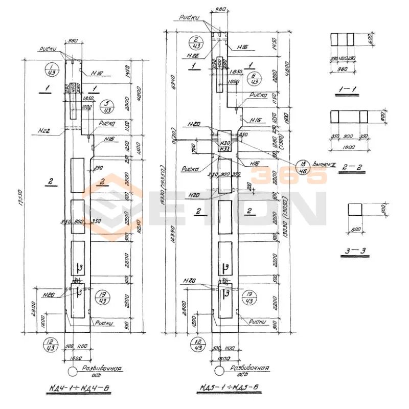 Колонны двухветвевые Серия КЭ 01-60 КД 5-1 (КЭ 01-60)