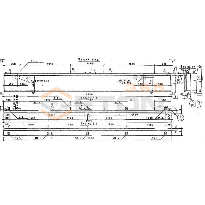 Панели стеновые керамзитобетонные толщиной 24 и 32 см Серия ИИ 04-5 Н 60-6 л