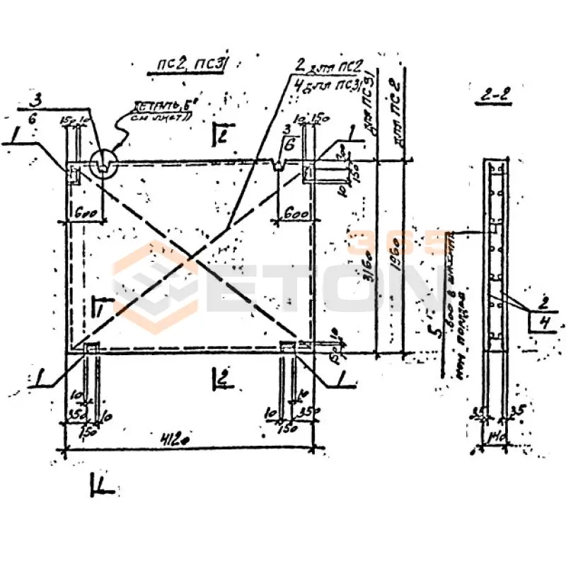 Панели стеновые Серия ВТИ КЖ 01-82 ПС 31 (ВТИ КЖ 01-82)