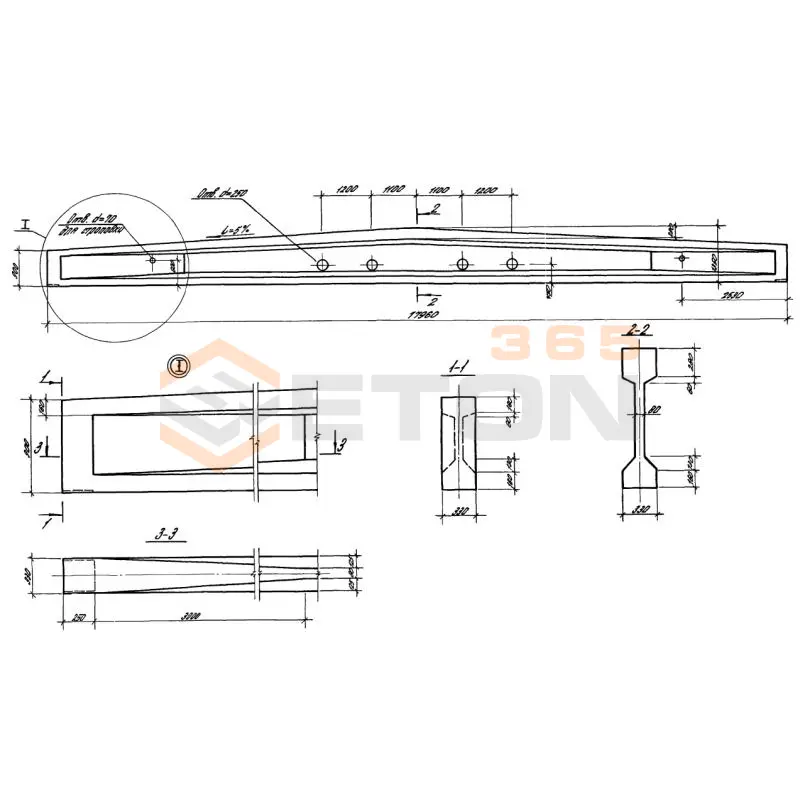Балки стропильные двухскатные Серия 1.462.1-16/88 2БСД 18-2-1-9 к7
