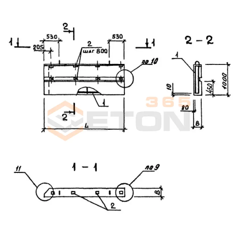 Панели однослойные самонесущие Серия 1.232.1-8 2ПССП 28-10-3,1 п (1.232.1-8)