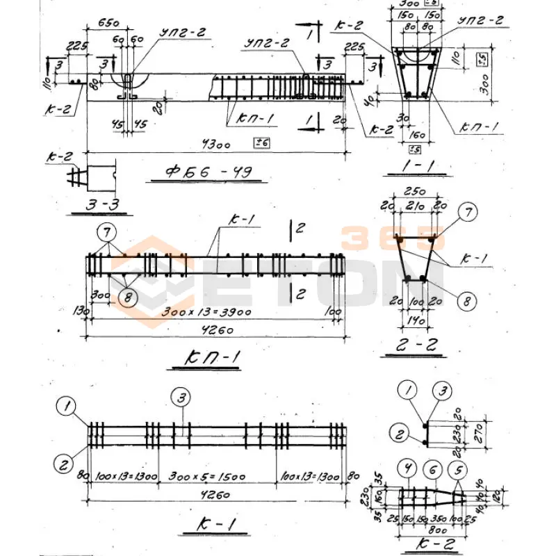 Балки фундаментные Серия 1.415.1-2 2БФ 6-32 АIV
