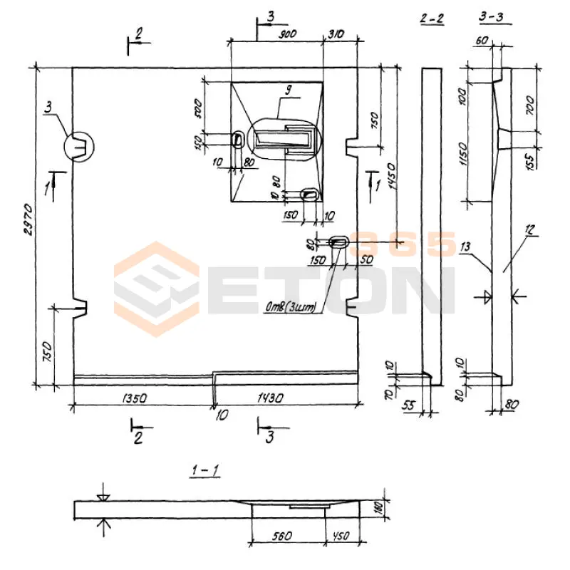 Лестничные площадки Серия 1.100.1-7 1ЛП 28-30-4 мк