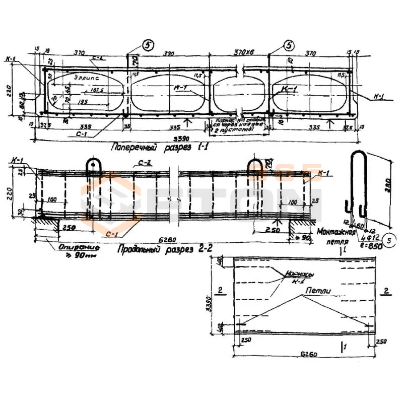 Панели с овальными пустотами Серия ИИ 01-02 ПОТ 64-34 (ИИ 01-02)