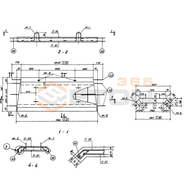 Элементы прямоугольных лотков Серия 3.900-2 ЛУ 1-15