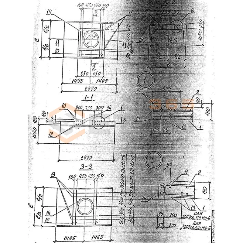 Лотки каналов с отверстиями ЛКО серия 3.006.1-8 ЛКО 300-210-120-6