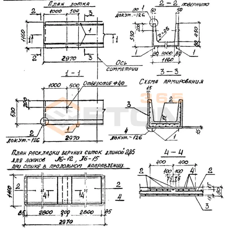 Лотки теплотрасс Л серия 3.006.1-2/87 Л 6-8/2