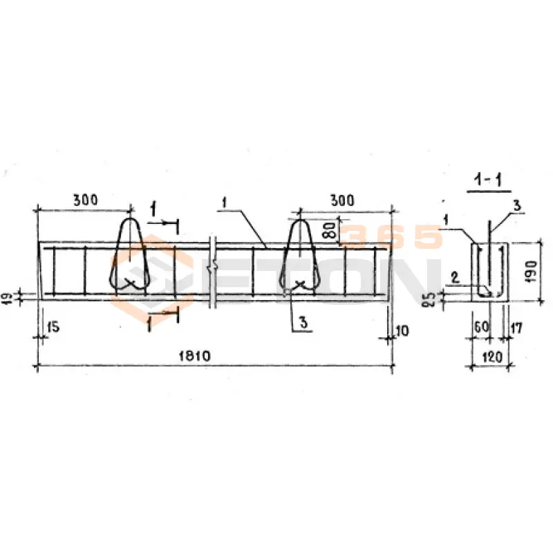 Перемычки брусковые ПБ серия 1.038.1-1 ( 1.138-10, ИИ 03-02, ГОСТ 948-84, 1.139-1 ) 1ПР 18-12-19-38 АIVт