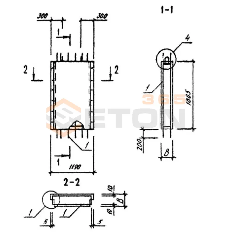 Панели стеновые нулевого цикла (цокольные) Серия 1.090.1-3пв ПСЦ 12-19-3,0 п пв (1.090.1-3пв)