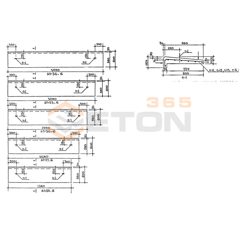 Плиты парапетные Серия 1.138-2 АП 30-6