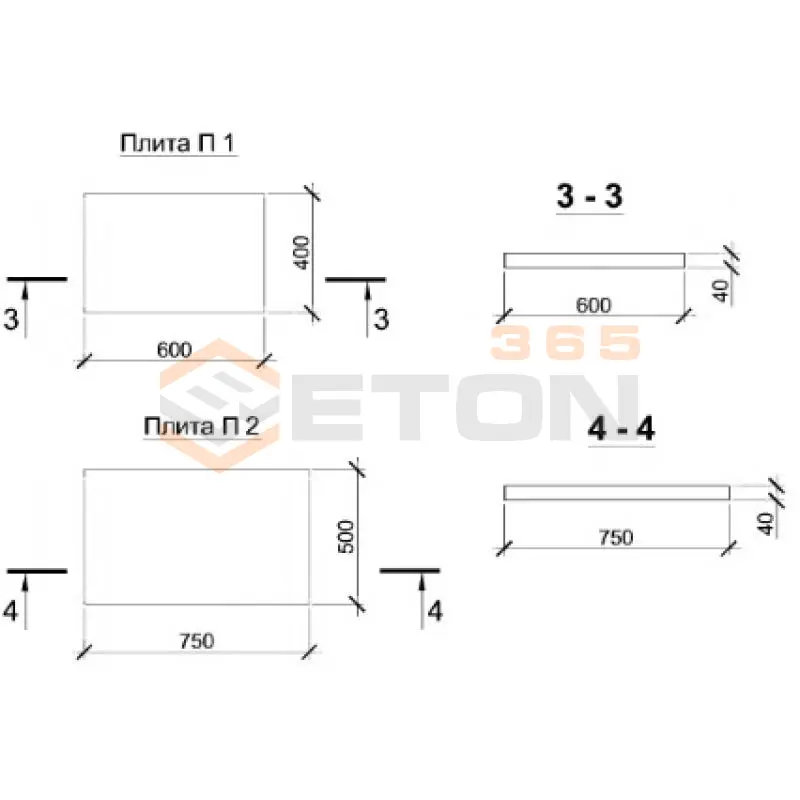Плиты ребристые Серия ПК 01-88 П 1