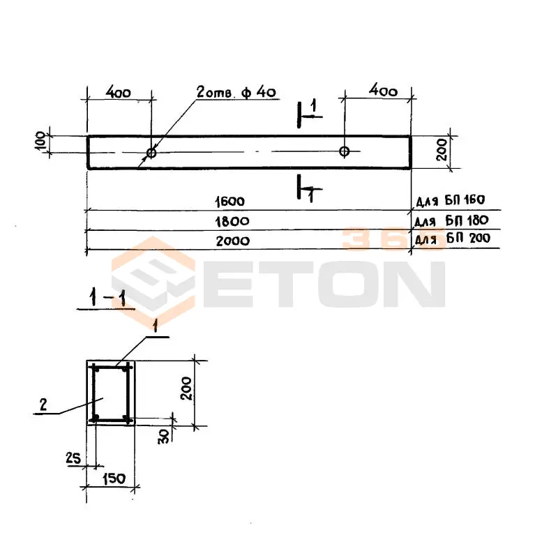 Балки перекрытий каналов Серия 3.818.9-2 БП 200