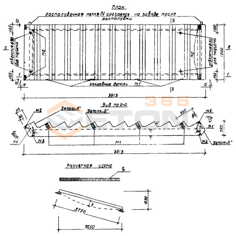 Лестничные марши ребристые с фризовыми ступенями Серия 1.251-2с СЛМ 33-12