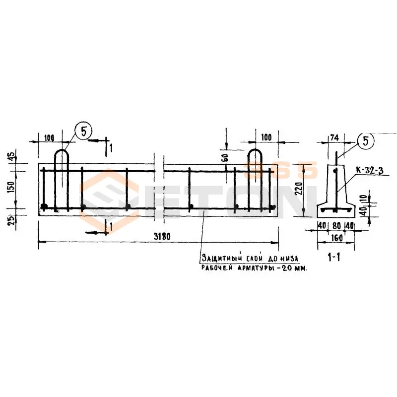Балки тавровые Серия ИИ 03-02 Альбом 16 БТ 32