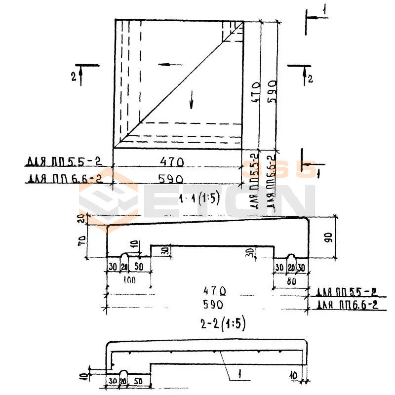 Плиты парапетные Серия 1.238-1 ПП 6-6-2