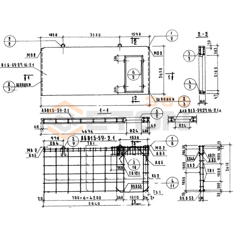 Панели внутренних продольных стен Серия 1.131-1 В 1,5-59-27-16-2,3 л