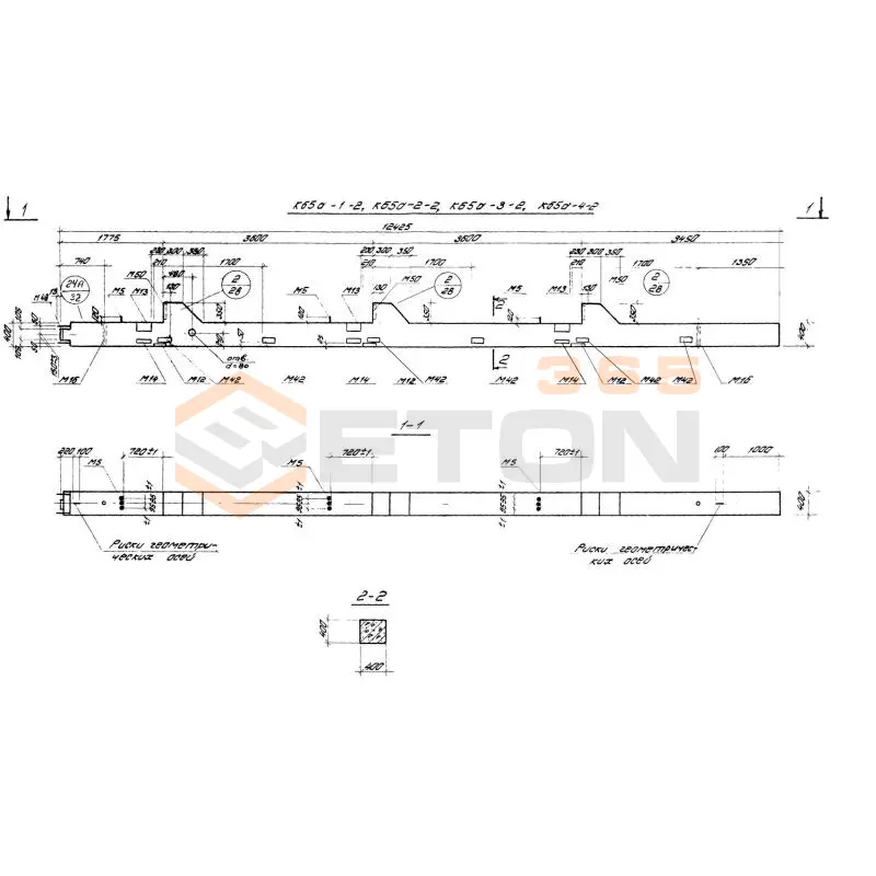 Колонны железобетонные для многоэтажных производственных зданий на высоту этажа 6,0 м Серия 1.420-12 вып. 3 К 65а-1-5
