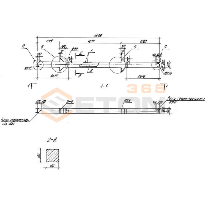 Колонны железобетонные. Высота этажей 4,8 и 6,0 м серия 1.420-35.95 ( 1.420-12, ИИ 23-3/70, ИИ 23-2/70, ИИ 23-1/70 ) К 20-4