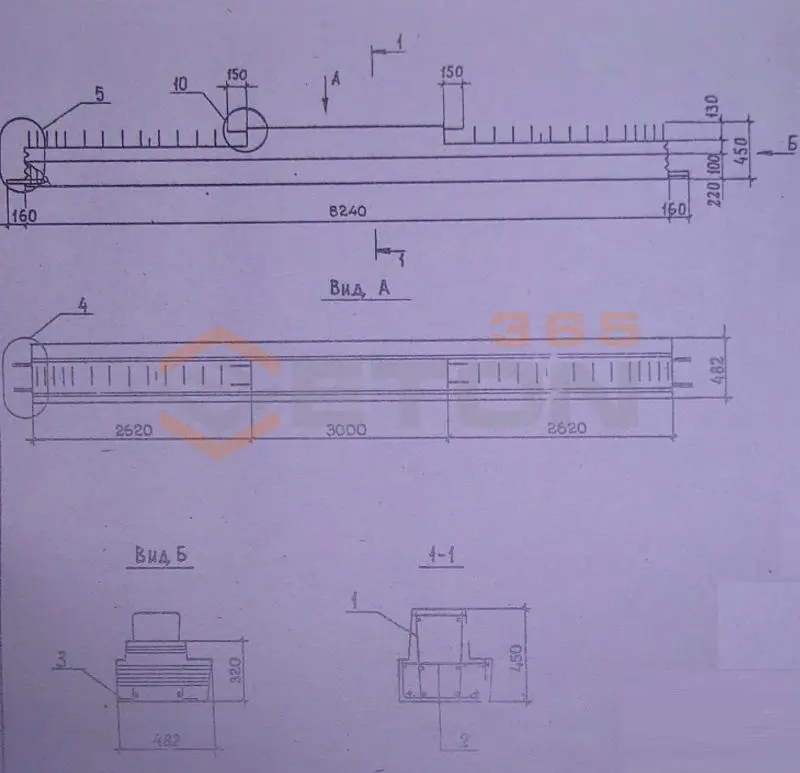 Ригели для опирания многопустотных плит перекрытий Серия 1.020.1-2с/89 1РП 4-83-8 АтVс