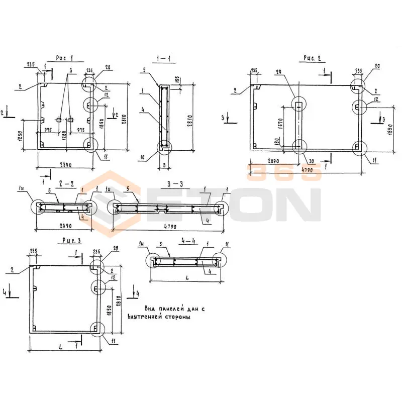 Панели наружных стен Серия 1.132.1-15 1ПСН 36-28-45-1 п-1