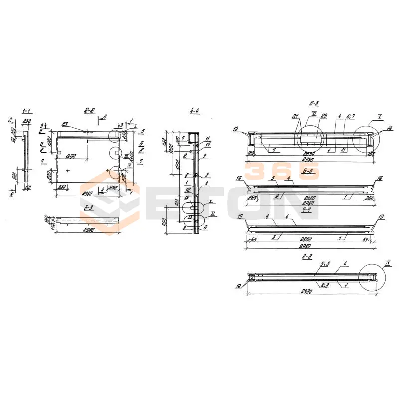 Панели стеновые балочные для прямоугольных сооружений Серия 3.900.1-10 ПС 1-24 бг3 п