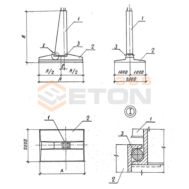 Фундаменты под промежуточные опоры Серия 3.407.1-144, 3.407.1-115, 3.407.1-159 Ф 2-2,1-2