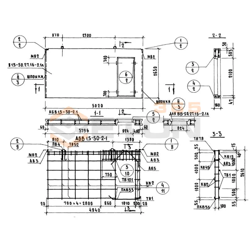 Панели внутренних продольных стен Серия 1.131-1 В 1,5-50-27-16-2,2 л
