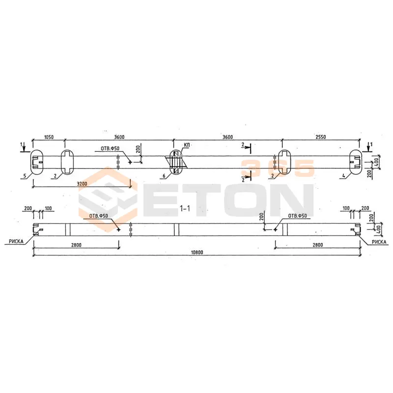 Колонны для зданий с высотой этажа 3,6 м серия 1.020-1/87 ( 1.020.1-7, 1.020-1/83, ИИ 04-1, 1.020.1-3пв ) 3КСД 36-3-38