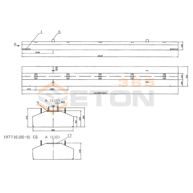 Балки рельсового пути Проект 1977.10.100 БРП 62-8-3