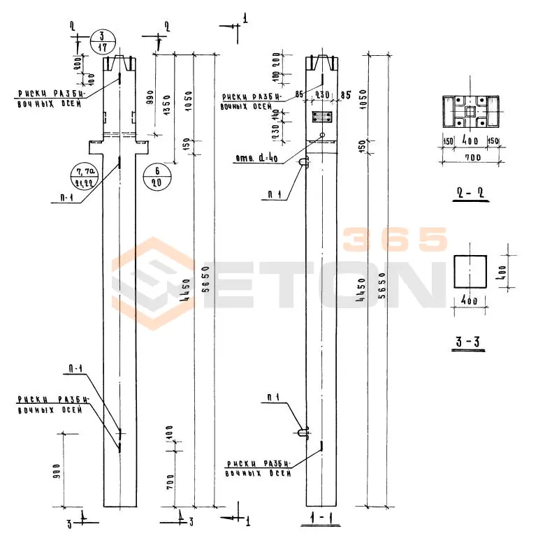 Колонны сечением 400х400 Серия ИИ 04-2 КНР 442-58