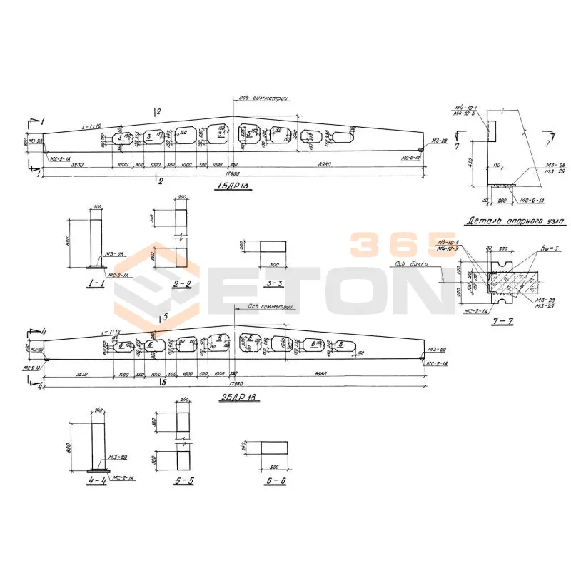 Балки двухскатные решетчатые Серия 1.462-3 2БДР 18-3 п*