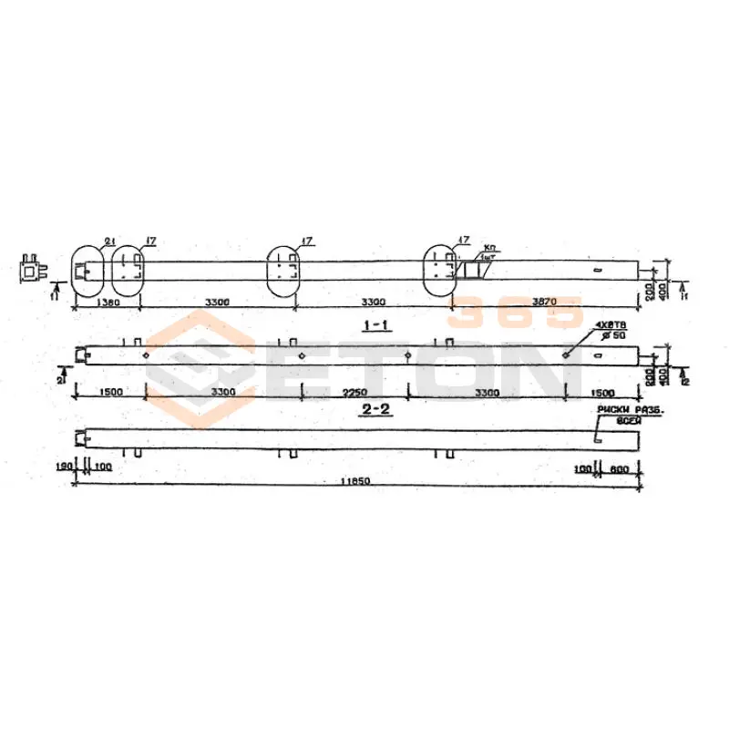 Колонны сечением 400х400 мм для зданий с высотами этажей 3,3 м Серия 1.020.1-2с/89 5КН 33-119-4
