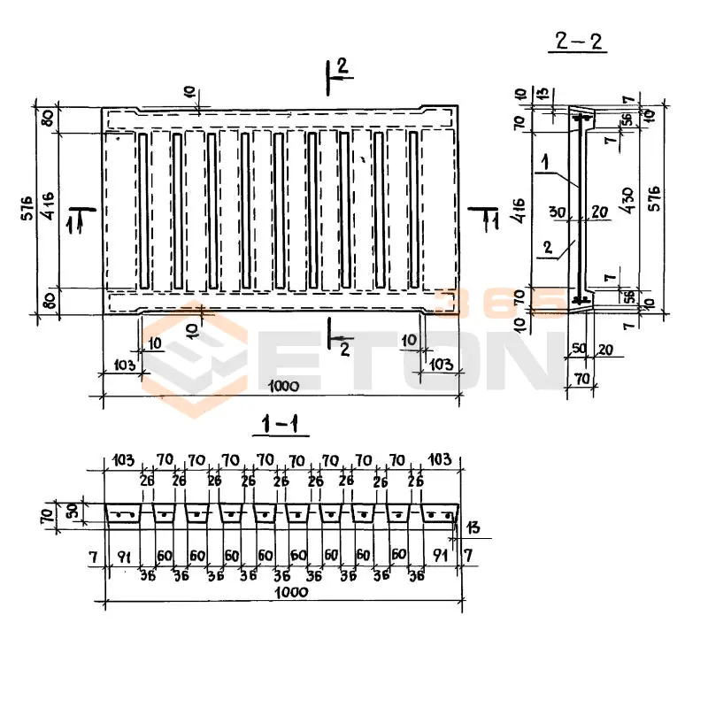 Решетки перекрытий каналов Серия 3.818.9-2 2РП 100-58