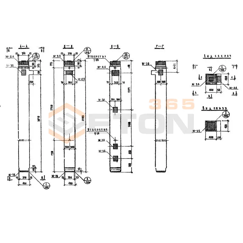 Колонны сечением 400х400 Серия ИИ 04-2 КП 29-42-4