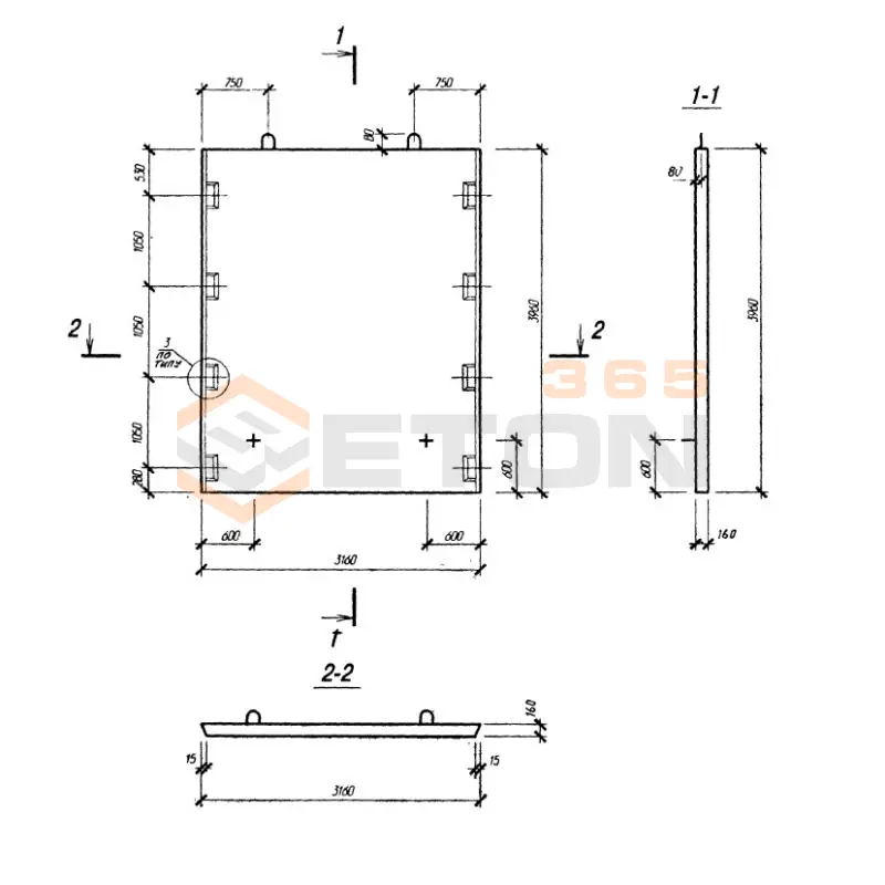 Диафрагмы жесткости плоские Серия Б1.020.1-7 Д 32-40 (Б1.020.1-7)