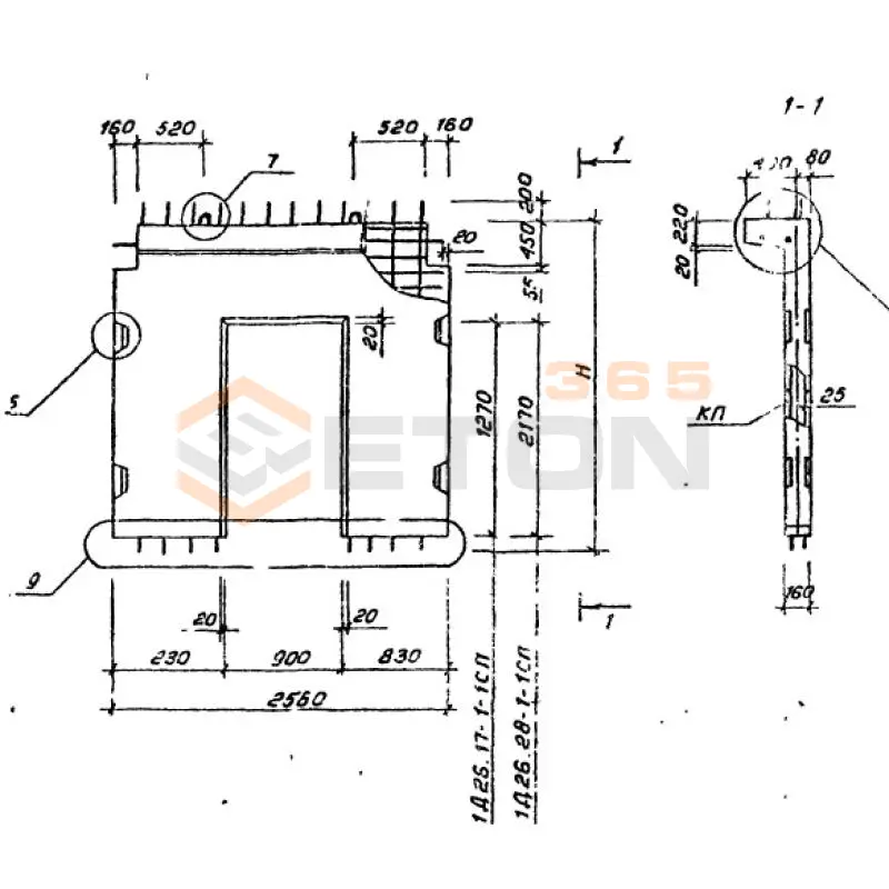 Диафрагмы жесткости Серия 1.020.1-6сп 1Д 26-17-1-1 сп (1.020.1-6сп)