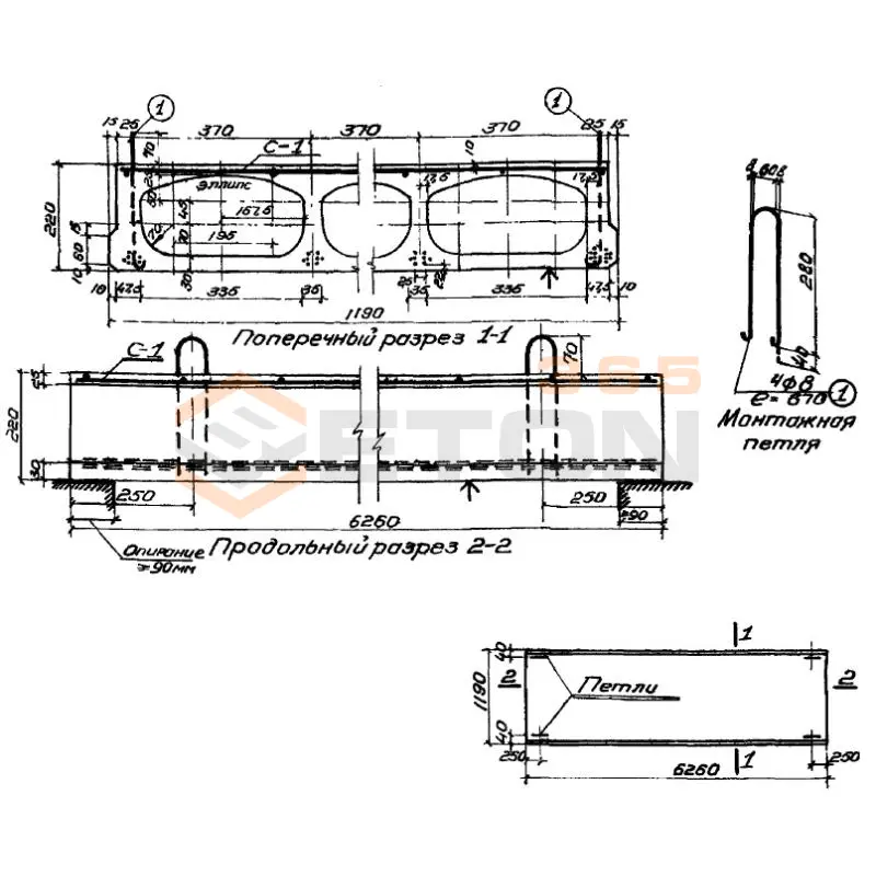 Панели с овальными пустотами Серия ИИ 01-02 ПОН 64-12 (ИИ 01-02)
