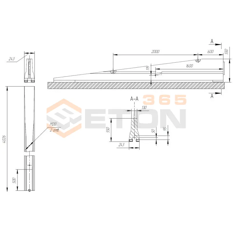 Блоки концевые парапетного двухстороннего ограждения ТУ 5899-002-61548960-2010 12ДД-ТУ 5899-002-2010/250-0,55/4000 кп