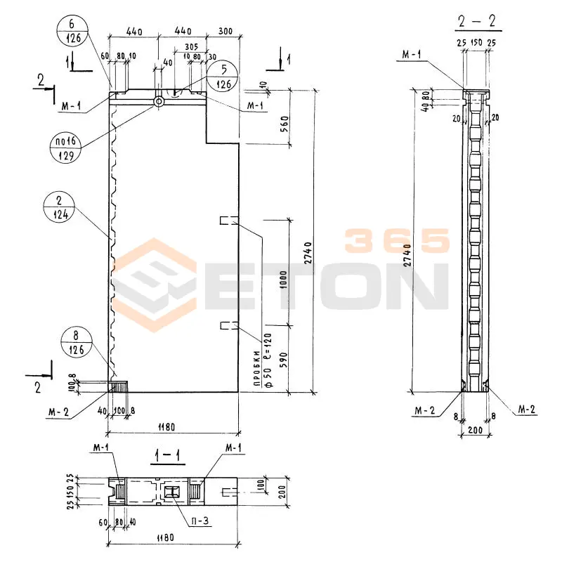 Блоки внутренних стен Серия 1.134-1 СБВ 12-2-28 т-2 (1.134-1)