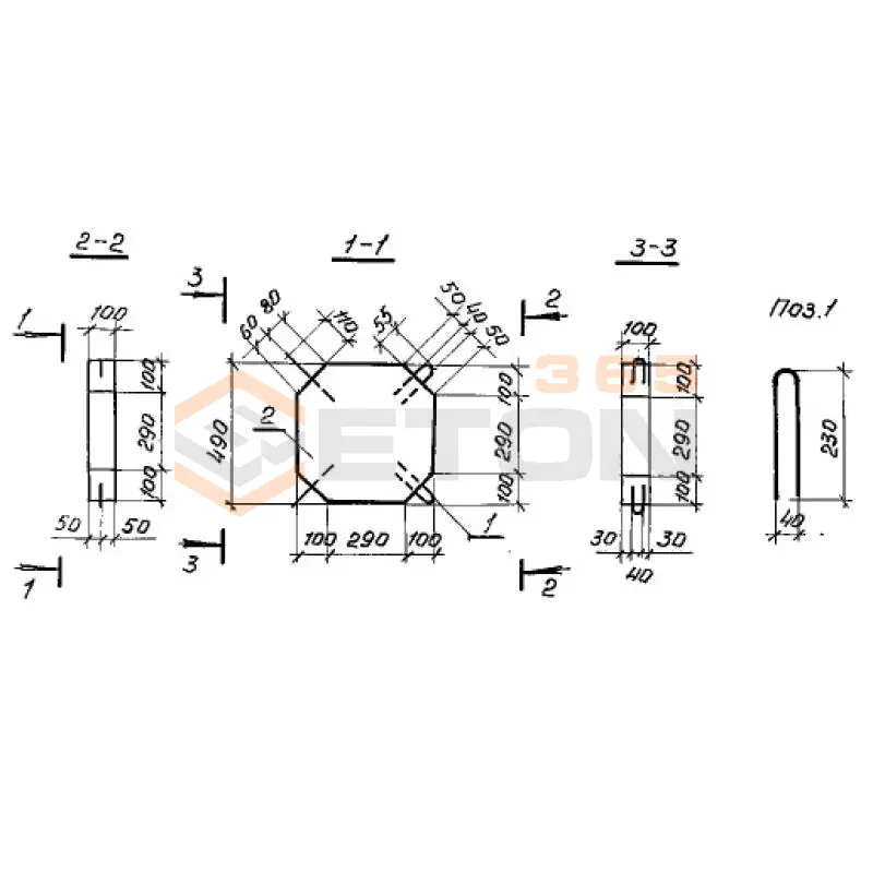 Блоки укрепления Серия 3.501.1-156 П 1 м
