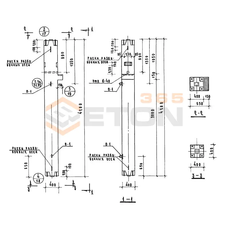 Колонны сечением 400х400 Серия ИИ 04-2 КСК 442-24-8
