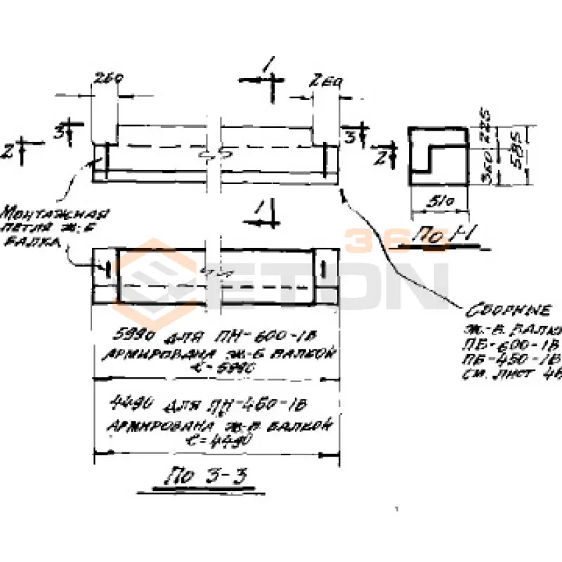 Перемычки наружных стен Серия СТ 02-01 ПН 600-1 В (СТ 02-01)