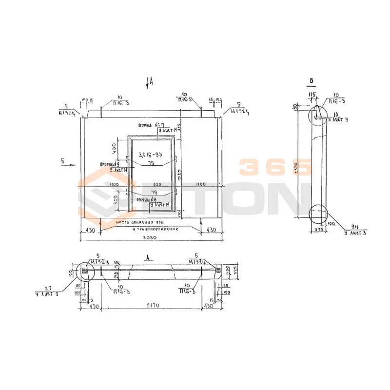 Панели наружных стен цокольные трехслойные Альбом 3РС 17-15 3НЦ 4-1 увт (Альбом 3РС 17-15)