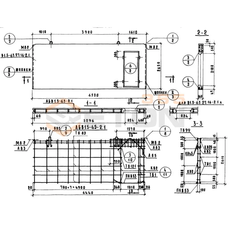 Панели внутренних продольных стен Серия 1.131-1 В 1,5-65-27-16-2,3
