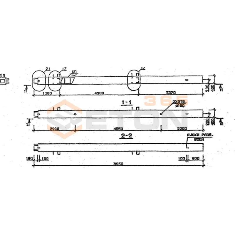 Колонны сечением 400х400 мм для зданий с высотами этажей 3,3 м Серия 1.020.1-2с/89 5КН 33-89-9