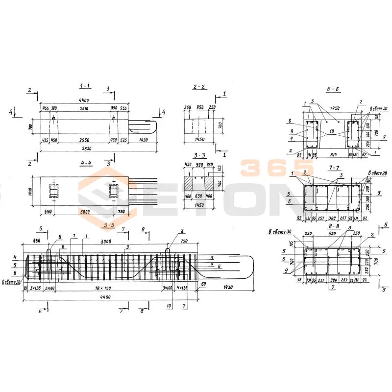 Блоки ригеля Серия 3.503.1-76 1РК 70-51-6