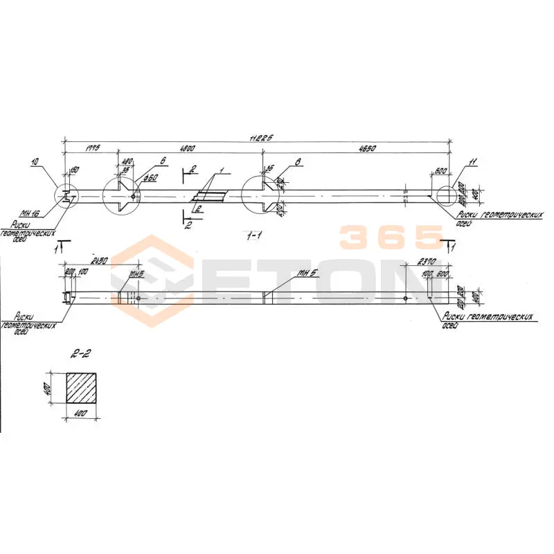 Колонны железобетонные. Высота этажей 4,8 и 6,0 м серия 1.420-35.95 ( 1.420-12, ИИ 23-3/70, ИИ 23-2/70, ИИ 23-1/70 ) К 14-3