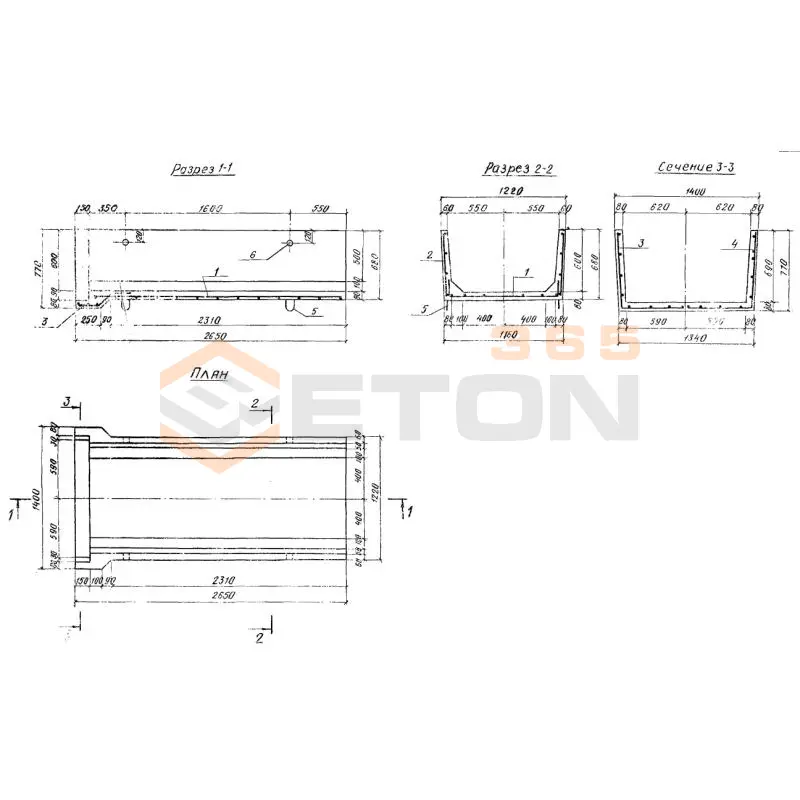 Лотки противоэрозионные раструбные Серия 3.820-21 ЛПР 10-6 (3.820-21)
