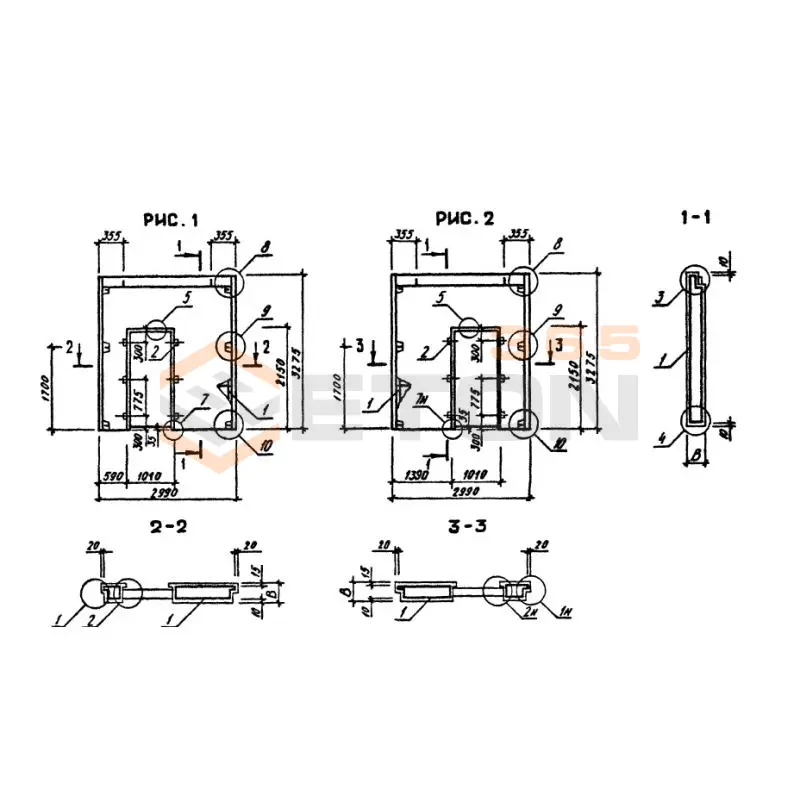 Панели наружных стен однослойные Серия 1.090.1-3пв 2ПСД 30-33-3,5-2 п пв (1.090.1-3пв)